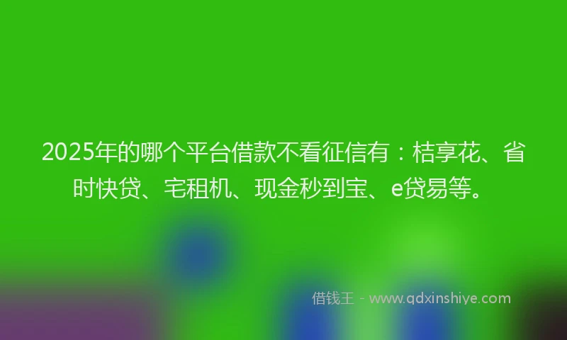 2025年的哪个平台借款不看征信有:桔享花、省时快贷、宅租机、现金秒到宝、e贷易等。
