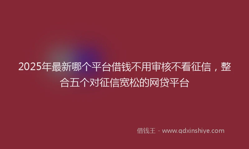 2025年最新哪个平台借钱不用审核不看征信，整合五个对征信宽松的网贷平台