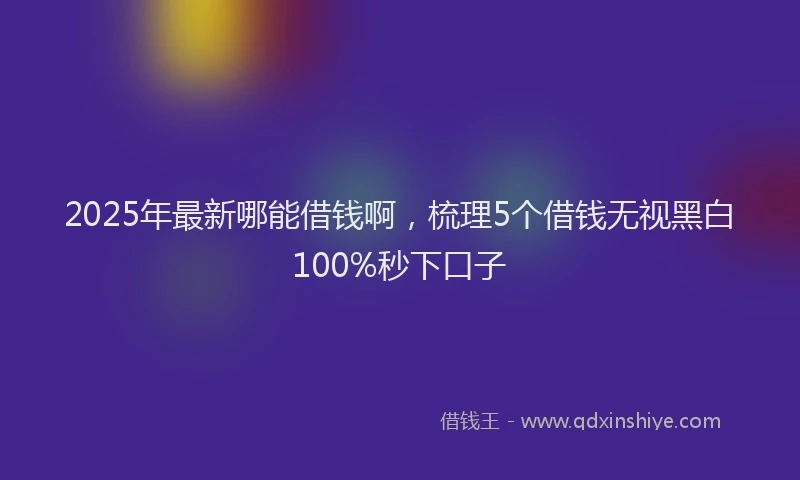 2025年最新哪能借钱啊，梳理5个借钱无视黑白100%秒下口子