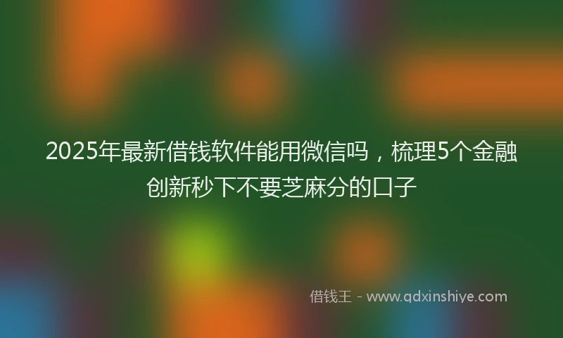 2025年最新借钱软件能用微信吗，梳理5个金融创新秒下不要芝麻分的口子