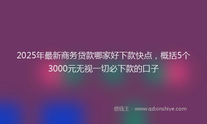 2025年最新商务贷款哪家好下款快点，概括5个3000元无视一切必下款的口子