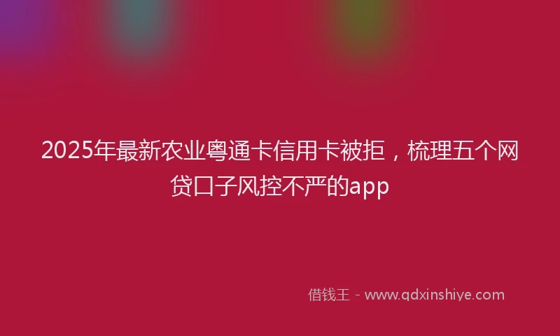 2025年最新农业粤通卡信用卡被拒，梳理五个网贷口子风控不严的app