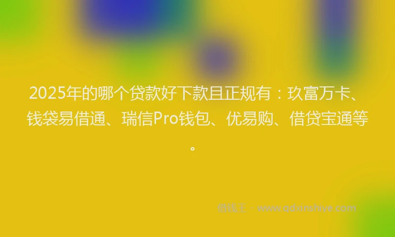 2025年的哪个贷款好下款且正规有：玖富万卡、钱袋易借通、瑞信Pro钱包、优易购、借贷宝通等。