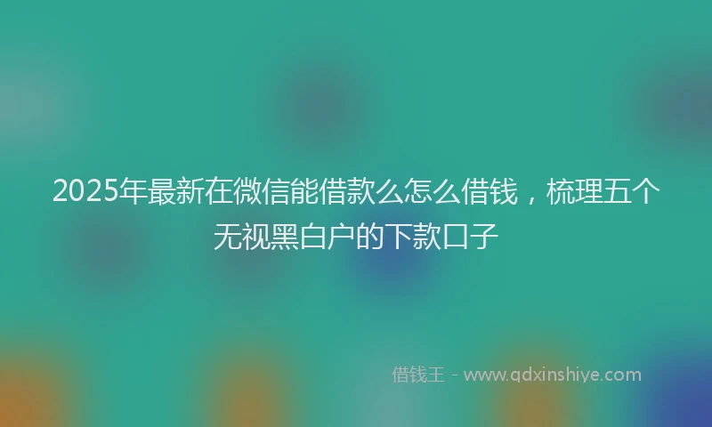 2025年最新在微信能借款么怎么借钱，梳理五个无视黑白户的下款口子