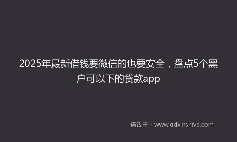 2025年最新借钱要微信的也要安全，盘点5个黑户可以下的贷款app