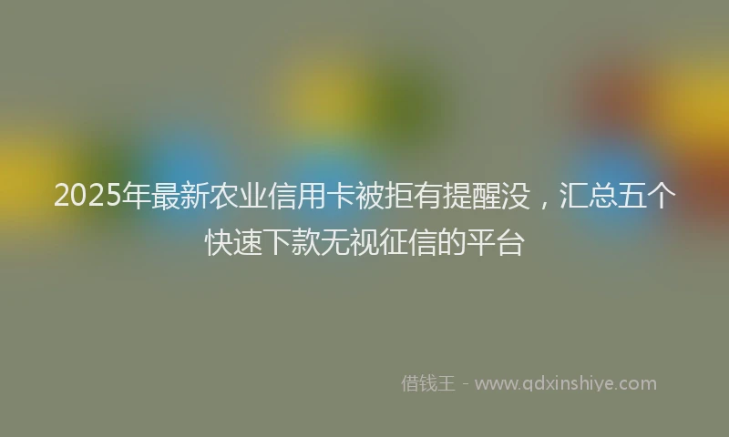 2025年最新农业信用卡被拒有提醒没，汇总五个快速下款无视征信的平台