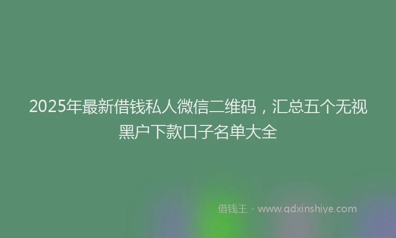 2025年最新借钱私人微信二维码，汇总五个无视黑户下款口子名单大全