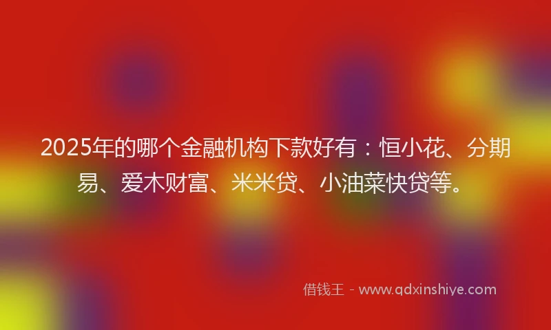 2025年的哪个金融机构下款好有：恒小花、分期易、爱木财富、米米贷、小油菜快贷等。