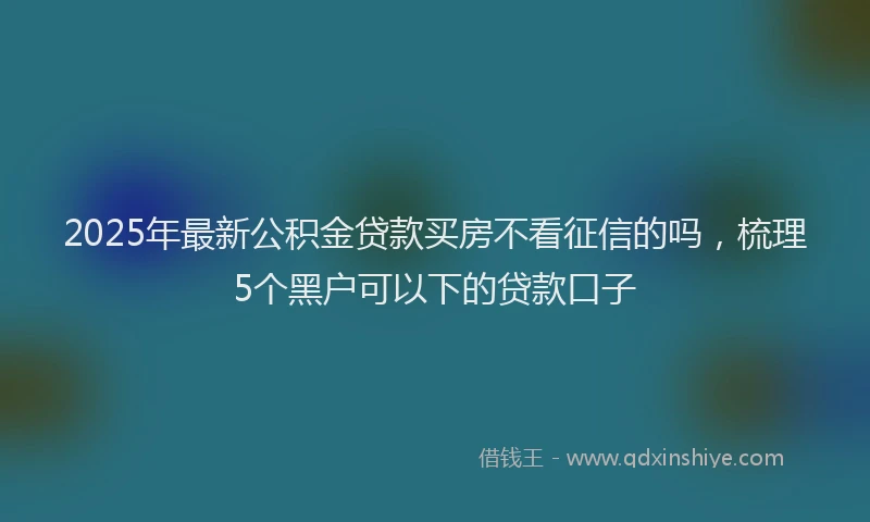 2025年最新公积金贷款买房不看征信的吗，梳理5个黑户可以下的贷款口子