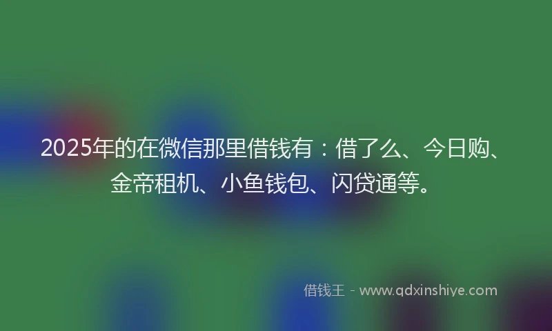 2025年的在微信那里借钱有：借了么、今日购、金帝租机、小鱼钱包、闪贷通等。