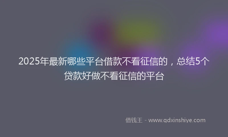 2025年最新哪些平台借款不看征信的，总结5个贷款好做不看征信的平台