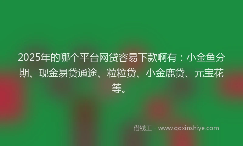 2025年的哪个平台网贷容易下款啊有：小金鱼分期、现金易贷通途、粒粒贷、小金鹿贷、元宝花等。