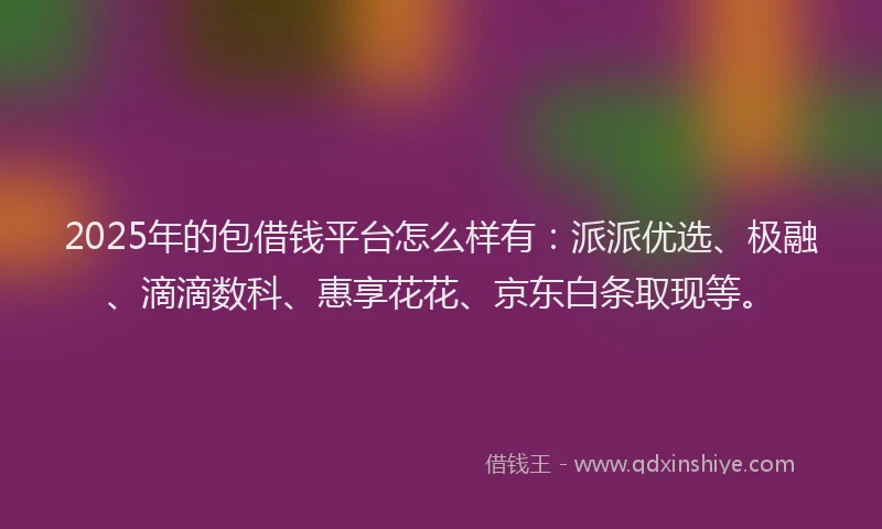 2025年的包借钱平台怎么样有：派派优选、极融、滴滴数科、惠享花花、京东白条取现等。