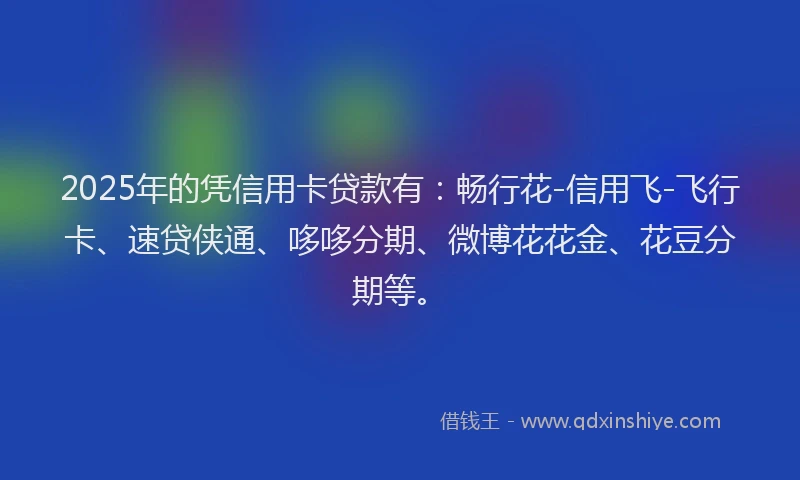 2025年的凭信用卡贷款有：畅行花-信用飞-飞行卡、速贷侠通、哆哆分期、微博花花金、花豆分期等。