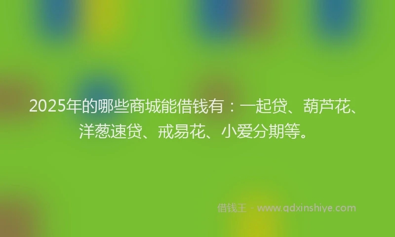 2025年的哪些商城能借钱有：一起贷、葫芦花、洋葱速贷、戒易花、小爱分期等。