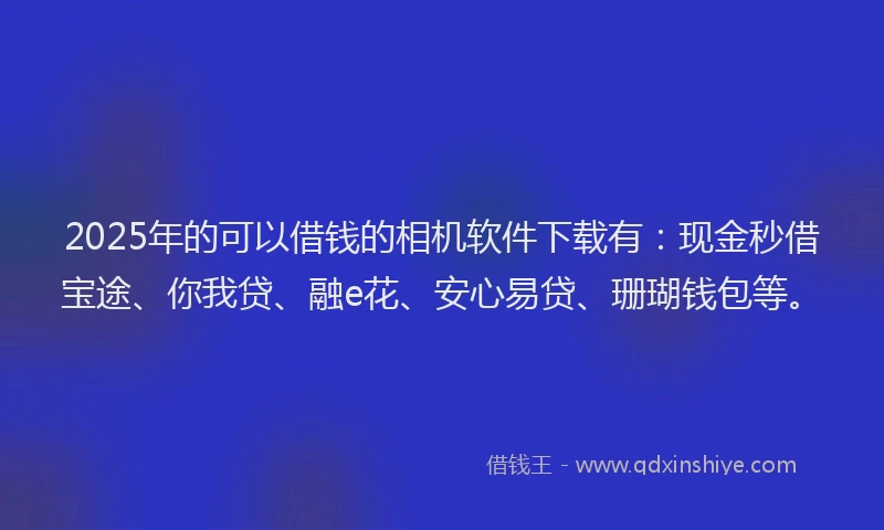 2025年的可以借钱的相机软件下载有：现金秒借宝途、你我贷、融e花、安心易贷、珊瑚钱包等。