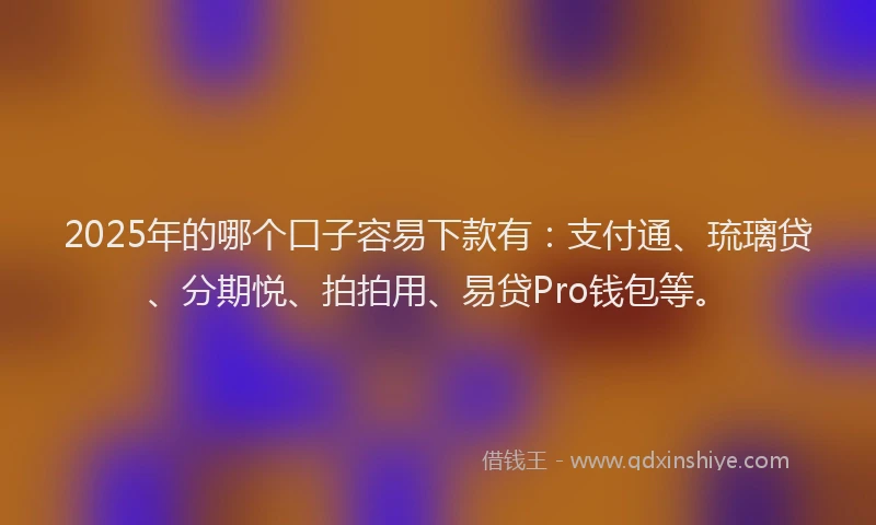 2025年的哪个口子容易下款有：支付通、琉璃贷、分期悦、拍拍用、易贷Pro钱包等。