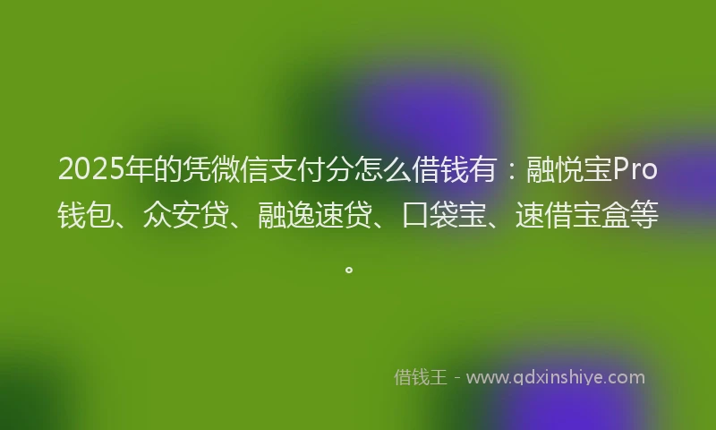 2025年的凭微信支付分怎么借钱有：融悦宝Pro钱包、众安贷、融逸速贷、口袋宝、速借宝盒等。