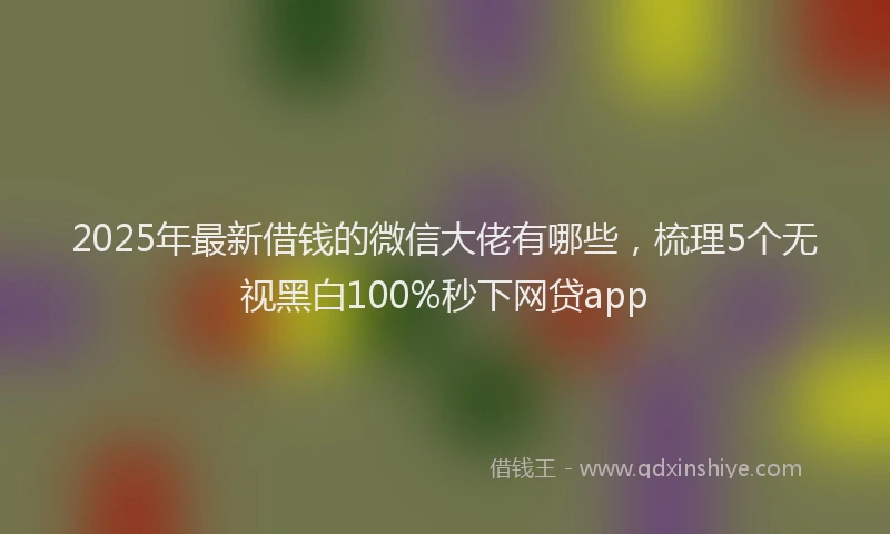 2025年最新借钱的微信大佬有哪些，梳理5个无视黑白100%秒下网贷app