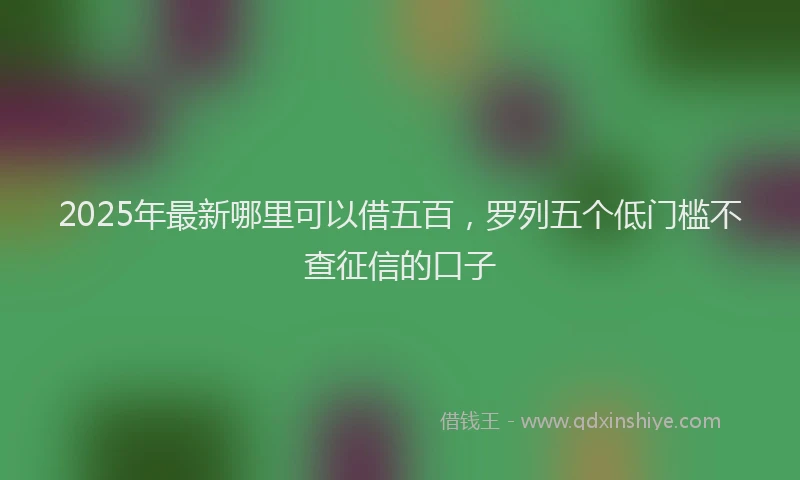 2025年最新哪里可以借五百，罗列五个低门槛不查征信的口子