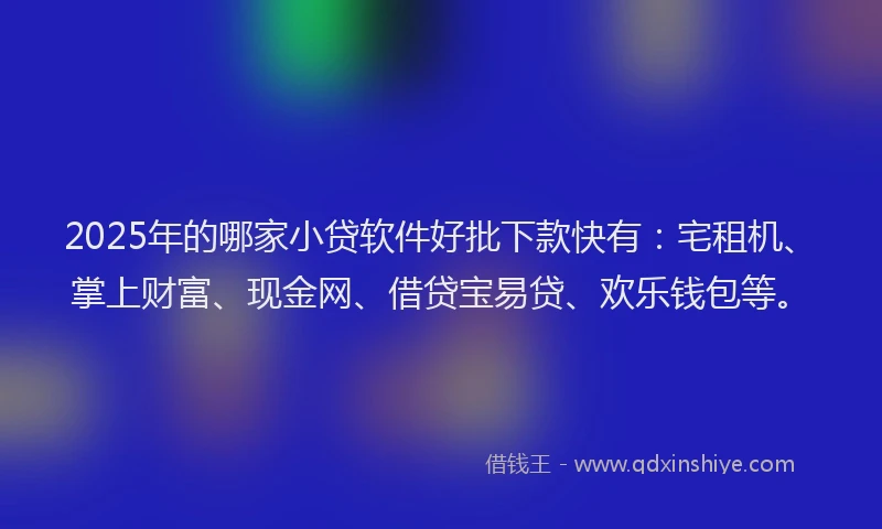 2025年的哪家小贷软件好批下款快有：宅租机、掌上财富、现金网、借贷宝易贷、欢乐钱包等。