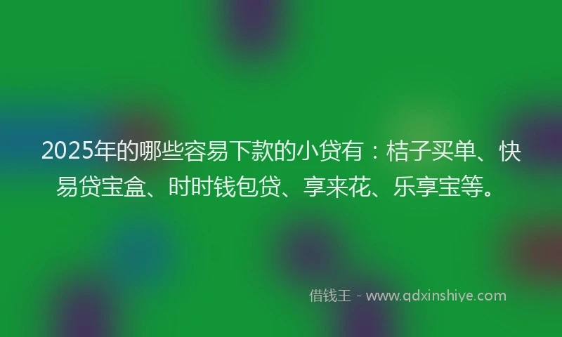 2025年的哪些容易下款的小贷有：桔子买单、快易贷宝盒、时时钱包贷、享来花、乐享宝等。