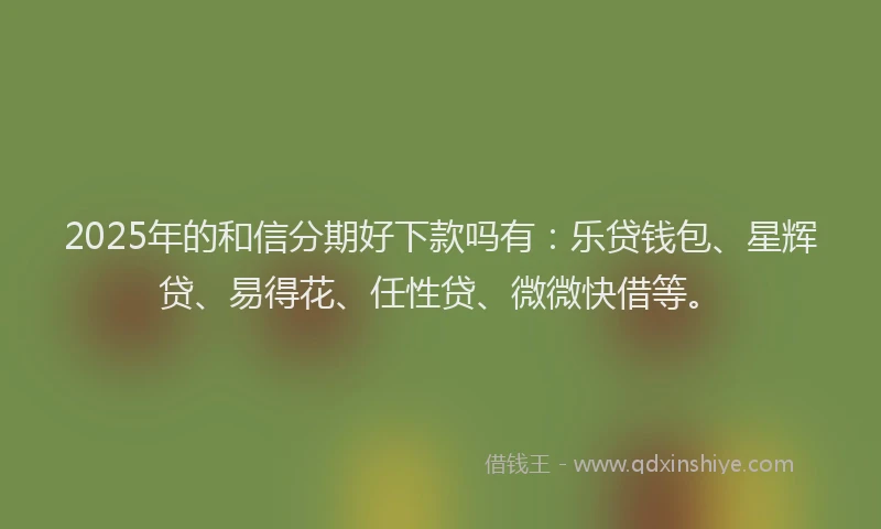 2025年的和信分期好下款吗有：乐贷钱包、星辉贷、易得花、任性贷、微微快借等。