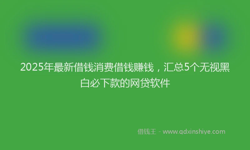 2025年最新借钱消费借钱赚钱，汇总5个无视黑白必下款的网贷软件