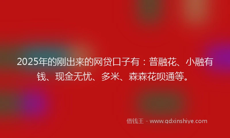 2025年的刚出来的网贷口子有：普融花、小融有钱、现金无忧、多米、森森花呗通等。