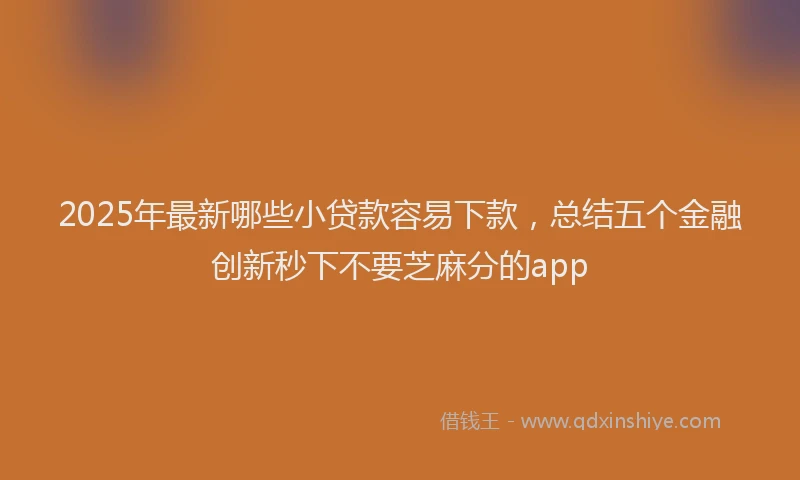 2025年最新哪些小贷款容易下款，总结五个金融创新秒下不要芝麻分的app
