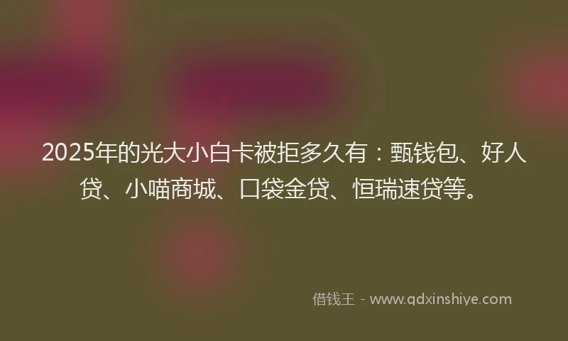 2025年的光大小白卡被拒多久有：甄钱包、好人贷、小喵商城、口袋金贷、恒瑞速贷等。