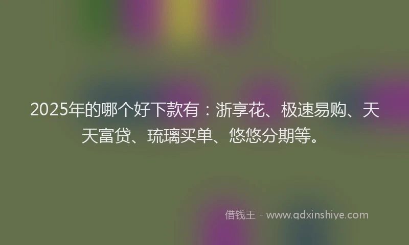 2025年的哪个好下款有：浙享花、极速易购、天天富贷、琉璃买单、悠悠分期等。