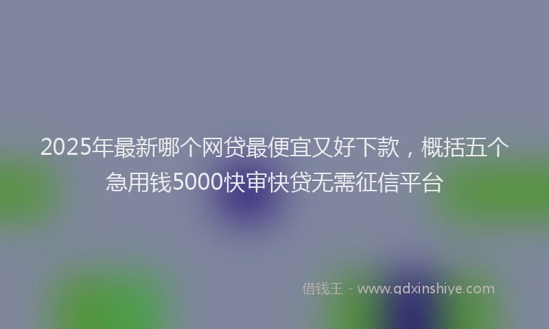 2025年最新哪个网贷最便宜又好下款，概括五个急用钱5000快审快贷无需征信平台