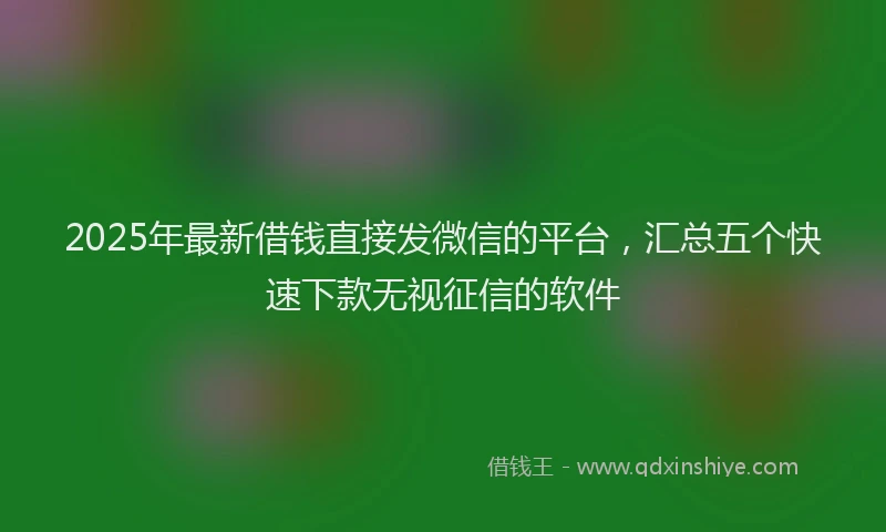 2025年最新借钱直接发微信的平台，汇总五个快速下款无视征信的软件