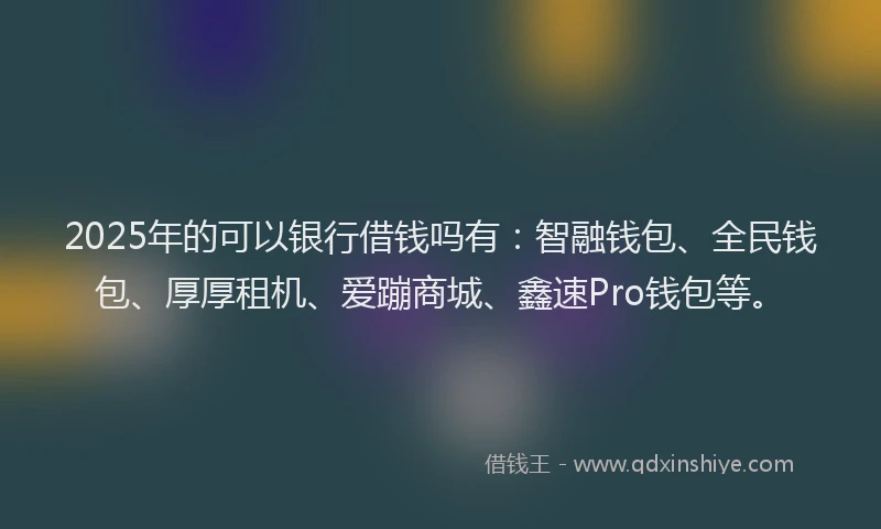 2025年的可以银行借钱吗有：智融钱包、全民钱包、厚厚租机、爱蹦商城、鑫速Pro钱包等。