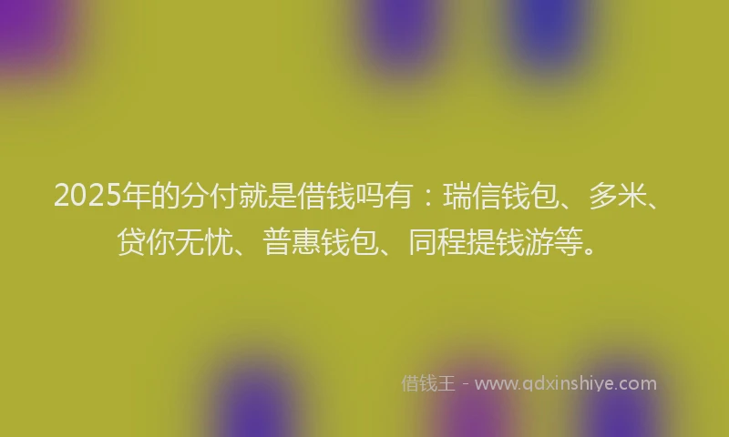 2025年的分付就是借钱吗有：瑞信钱包、多米、贷你无忧、普惠钱包、同程提钱游等。