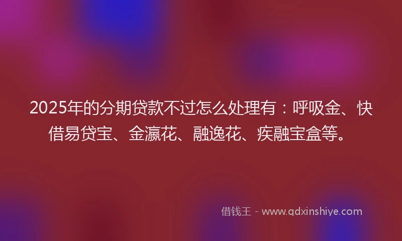 2025年的分期贷款不过怎么处理有：呼吸金、快借易贷宝、金瀛花、融逸花、疾融宝盒等。
