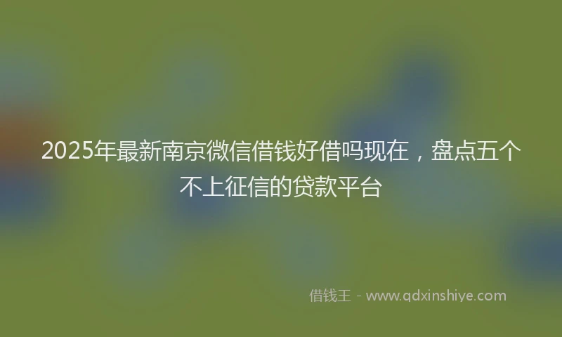2025年最新南京微信借钱好借吗现在，盘点五个不上征信的贷款平台