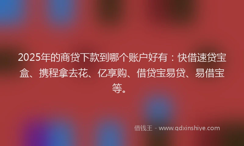 2025年的商贷下款到哪个账户好有：快借速贷宝盒、携程拿去花、亿享购、借贷宝易贷、易借宝等。