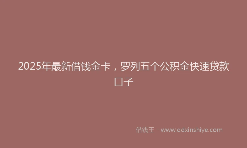 2025年最新借钱金卡，罗列五个公积金快速贷款口子
