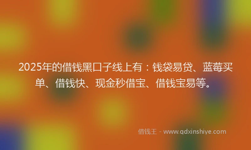 2025年的借钱黑口子线上有：钱袋易贷、蓝莓买单、借钱快、现金秒借宝、借钱宝易等。