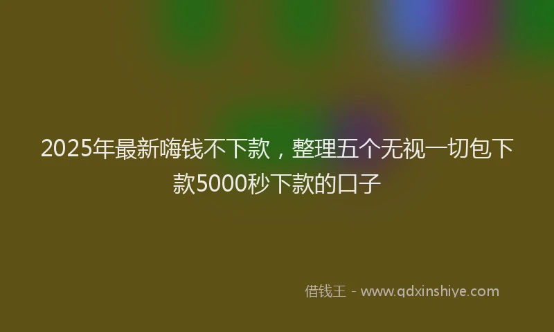 2025年最新嗨钱不下款，整理五个无视一切包下款5000秒下款的口子