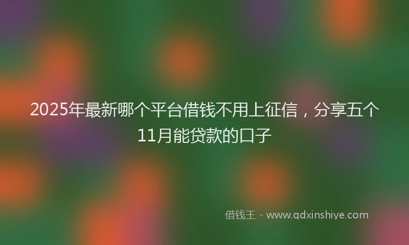 2025年最新哪个平台借钱不用上征信，分享五个11月能贷款的口子