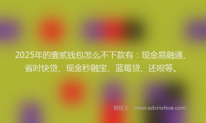 2025年的壹贰钱包怎么不下款有：现金易融通、省时快贷、现金秒融宝、蓝莓贷、还呗等。