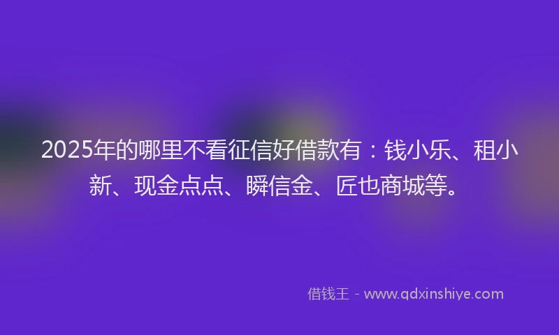 2025年的哪里不看征信好借款有：钱小乐、租小新、现金点点、瞬信金、匠也商城等。