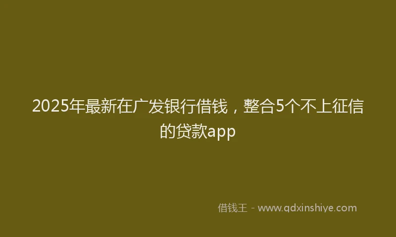 2025年最新在广发银行借钱，整合5个不上征信的贷款app