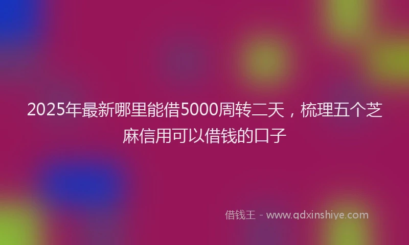 2025年最新哪里能借5000周转二天，梳理五个芝麻信用可以借钱的口子
