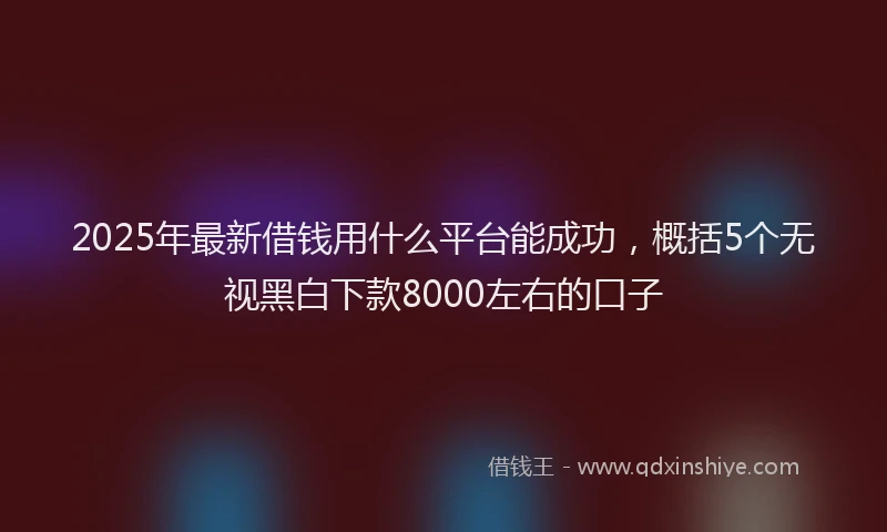 2025年最新借钱用什么平台能成功，概括5个无视黑白下款8000左右的口子