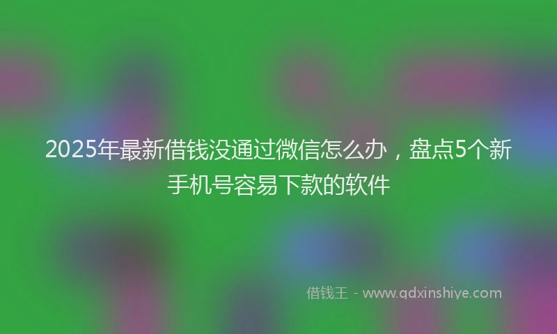 2025年最新借钱没通过微信怎么办，盘点5个新手机号容易下款的软件