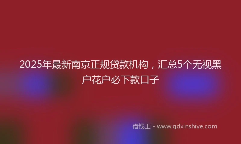 2025年最新南京正规贷款机构，汇总5个无视黑户花户必下款口子